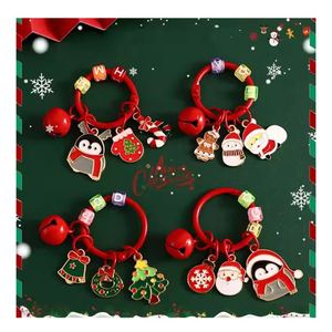 Customized Logo Creative Cartoon Christmas Santa Claus Keychain Vintage Style Zinc Alloy Metal Tag Small Pendant Gift - Product Image 1