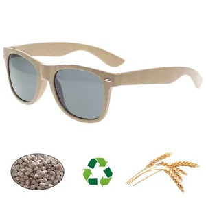핫 세일 프로모션 분해성 사용자 정의 로고 재활용 선글라스 RPET PP 애완 동물 PLA 지속 밀 짚 선글라스 UV400