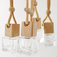 Diffuseurs de parfum pour voiture suspendus de luxe, flacons rectangulaires en verre transparent avec couvercle en bois et bouchon à vis, haute qualité, 8ml 10ml, parfum pour voiture