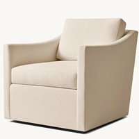 Fauteuil de loisirs en tissu de lin de style américain Rhoohill, mobilier de salon, fauteuil pivotant moderne, fauteuil de salon pour chambre à coucher