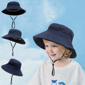 Sombrero de protección solar de verano para niños Poliéster personalizado Niños Niño Cordón personalizado Cubo Sombreros de playa con cuerda - Product Image 3