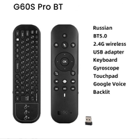 G60S PRO BT Dual Mode 2.4G Pengendali Jarak Jauh Nirkabel Smart Voice Flying Mouse Keyboard Mini Dua Sisi dengan Lampu Latar Plastik 10m