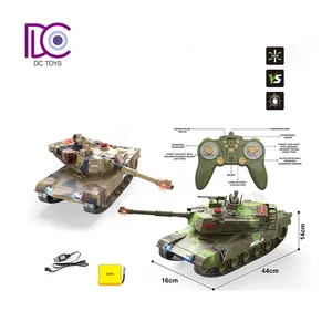 Tanque de brinquedo rc 2.4g, brinquedo de tanque militar de brinquedo com luz musical e usb
