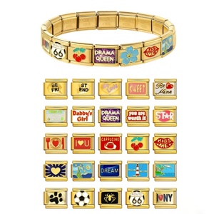 Wholesale Custom Italian Charm Link Fit 9mm Stainless Steel Platinum Plated Trendy <b>Sweet</b> Route Tableware Football <b>Bracelet</b> - Product Image 1