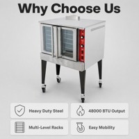 Four à convection au gaz commercial en acier inoxydable 48000 BTU pour restaurants, boulangeries, hôtels, traiteurs