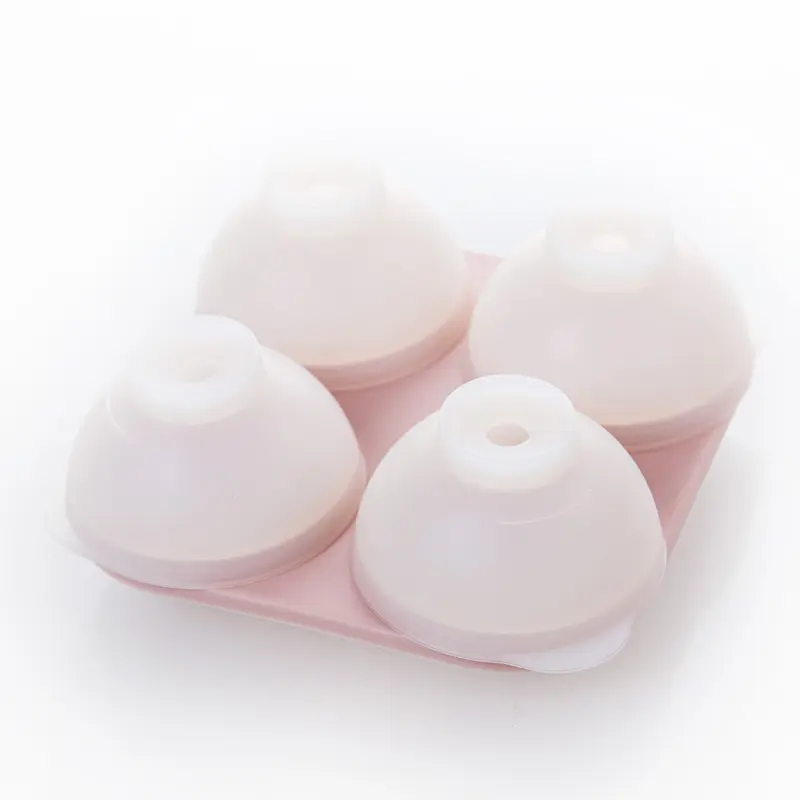 Molde de cubo de gelo flexível, esfera grande, molde personalizado, de silicone, 4 cavidades, para bandejas de cubo de gelo uísque, conjunto de 2