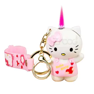 Cute Design Key Ring Refillable Gas Lighter My Melody Lighter Pink Flame Kawaii Cool Lighters Rabbit Bunny Japanese