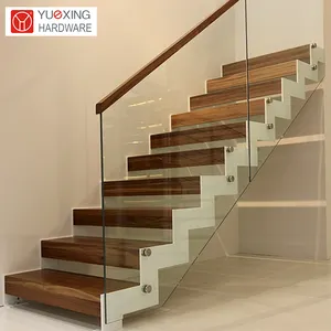 Platzsparende und optisch atember aubende Zick-Zack-Treppe für moderne Häuser Einfach zu installierende gerade Treppe aus Holz marmor glas