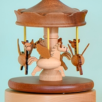 Boîte à musique en bois Pégase Carrousel, cheval rotatif à remonter, cadeau décoratif