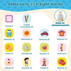 Tarjetas Didácticas <span class=keywords><strong>de</strong></span> Plástico Bilingües GY, Juguetes Educativos para Niños <span class=keywords><strong>de</strong></span> <span class=keywords><strong>3</strong></span> Años, 224 Palabras, 112 Tarjetas <span class=keywords><strong>de</strong></span> Doble Cara, Preescolar, Festivas - Product Image 5