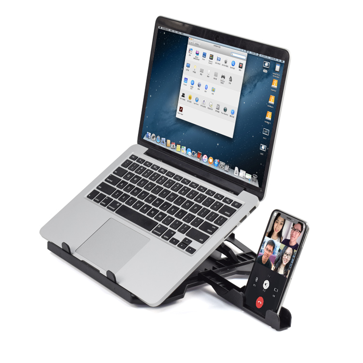 2021 Рабочий стол для ноутбука Регулируемая Складная портативная Поворотная подставка для ноутбука с держателем для телефона