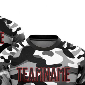Maillot de football camouflage noir et gris à manches courtes, respirant, séchage rapide, léger, uniforme sportif pour entraînement et match - Product Image 4