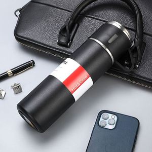 Promotional Gift Set with PU Leather/Paper Vacuum Flask 2 <b>Cups</b> 3 Interchangeable Lids Customizable Logo - Product Image 4