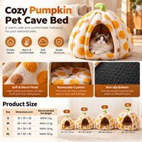 Lit pour chat en forme de citrouille, confortable et moelleux, avec coussin amovible, pour l'hiver, pour chats d'intérieur