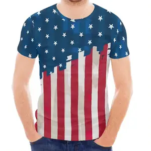 American custom T-shirt Flag print Heavyweight T-shirt High quality o collar short sleeve 6XL plus size men's shirt