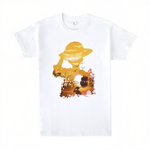 T-Shirt a Tema Pirata, Bianca, Girocollo, Design Unisex, Stampa Artistica, Abbigliamento Promozionale - Product Image 2