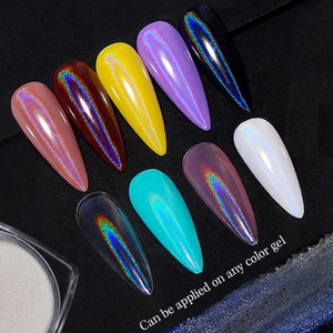 Polvo de cromo para uñas holográfico blanco, efecto transparente, unicornio transparente, Arco Iris, uñas brillantes, polvo brillante, vidrio, brillo, no brillo - Product Image 4