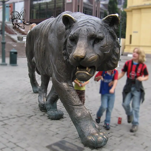 BLVE 수제 주조 실물 크기 골동품 황동 구리 야외 정원 동물 조각 청동 포효 호랑이 동상 - Product Image 3