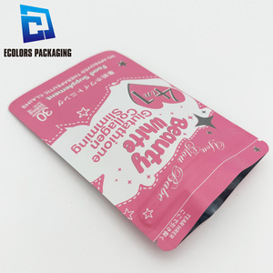 Embalaje de calidad alimentaria Impresión digital sello de tres lados colágeno adelgazante lámina metálica cosmética impresa personalizada bolsa con cremallera - Product Image 1