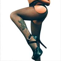 En stock, collants en maille sexy, perforés, ouverts sur quatre côtés, maille fine, collants creux, leggings en maille fine, lingerie féminine de nuit