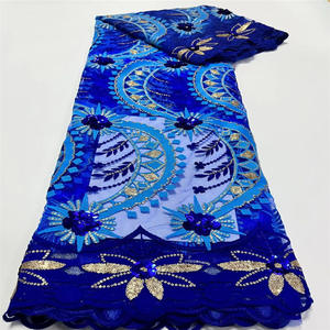 Tissu africain pour robe <span class=keywords><strong>de</strong></span> mariée en dentelle française, nouveau tube <span class=keywords><strong>de</strong></span> perles, film lumineux, broderie 3D - Product Image 5