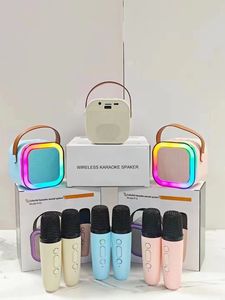Loa karaoke mini di động K12 cho trẻ em, đèn RGB, hai micro không dây, âm thanh BT, pin 10W, dùng cho rạp hát gia đình và hát ngoài trời - Product Image 3