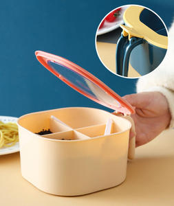 Новинка, креативная коробка с дозатором для специй, перца, 4 решетки, герметичный флакон для хранения приправ с ложкой, легко моется, органайзер для специй - Product Image 4