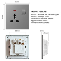 Interruptor de Pared Eléctrico Universal KSQ Industrial 13A/16A, Panel de PC Ultrafino Mate, Estándar Británico/BS
