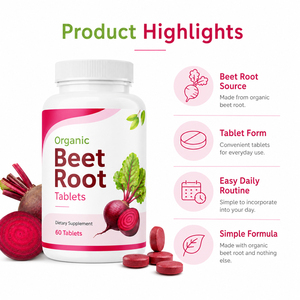 Comprimés de racine de betterave biologique de haute qualité, puissants antioxydants, suppléments de vitamine B9 B12, soutien immunitaire pour adultes, femmes enceintes - Product Image 3