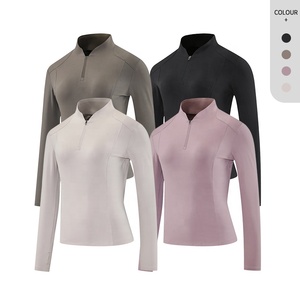Custom Logo <strong>Printing</strong> 1/4 Zipper Collar <strong>Tshits</strong> for Women Fitness Top Pullover - Product Image 3