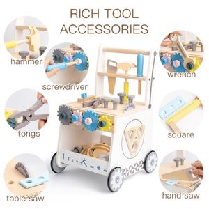 Marche-bébé en bois avec outils, jouet pour bébés et tout-petits, construction robuste, pour filles et garçons de 1 à 3 ans - Product Image 1