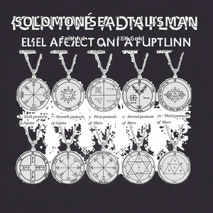 Sceau de Salomon <span class=keywords><strong>44</strong></span> Jupiter Mars Mercure Lune Saturne Soleil Vénus Amulette Collier pendentif en acier inoxydable - Product Image 2