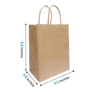 ถุงกระดาษคราฟท์สีน้ำตาลธรรมดาพร้อมหูหิ้วแบบบิด ขนาด 5.3x3.5x8.5 นิ้ว พร้อมโลโก้สั่งทำ - Product Image 1