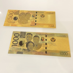 Juego <span class=keywords><strong>de</strong></span> <span class=keywords><strong>5</strong></span> <span class=keywords><strong>Billetes</strong></span> Filipinos <span class=keywords><strong>de</strong></span> Metal <span class=keywords><strong>de</strong></span> Doble Cara, 20, 50, <span class=keywords><strong>100</strong></span>, 500, 1000, con Hoja <span class=keywords><strong>de</strong></span> Oro - Product Image 4