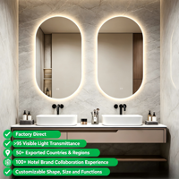 Miroir de salle de bain ovale rétroéclairé anti-buée et étanche, prix d'usine, pour hôtel contemporain