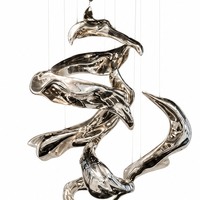 Sculpture Miroir Suspendue en Résine en Gros, Statue Artistique Goutte d'Eau, Durable, Commande en Gros, Décoration Commerciale pour Hall d'Hôtel