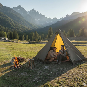 <span class=keywords><strong>Tente</strong></span> chaude avec cheminée pour poêle, <span class=keywords><strong>tente</strong></span> pour 2-3 personnes avec cheminée pour poêle et deux poteaux pour le camping, <span class=keywords><strong>tente</strong></span> chaude avec poêle - Product Image 2