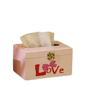 Boîte à serviettes en papier en bois massif, boîte de rangement de serviettes en papier à clapet en bois, boîte de pompage de table à manger domestique