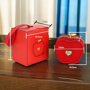 Rose éternelle motif carré personnalisé boîte-cadeau de bijoux de Noël et de la Saint-Valentin avec motif de pomme pour emballage de colliers - Product Image 3