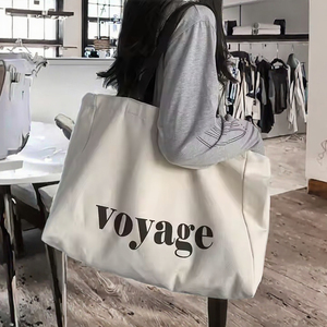 Bolsa de Compras de Algodón Personalizada <span class=keywords><strong>Rungo</strong></span> con Asa Larga, Cierre de Cremallera, Patrón de Letras, Tamaño Grande y Práctica - Product Image 5