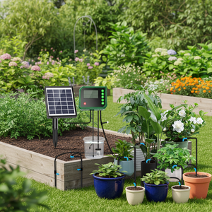 Sistema de Riego por Goteo Automático con Energía Solar de 15 Metros, Kit de Riego Inteligente con Temporizador para Balcón, Invernadero y Plantas en Maceta - Product Image 1