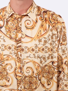<span class=keywords><strong>Camicia</strong></span> da <span class=keywords><strong>uomo</strong></span> a pieghe con stampa barocca con rosa caratterizzata da un classico colletto con abbottonatura a maniche lunghe al centro camicie davanti - Product Image 5