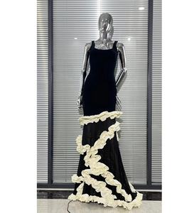 Bettergirl 2025 Nouvelle <span class=keywords><strong>robe</strong></span> noire longueur de plancher en tissu de maille de bandage - Product Image 1