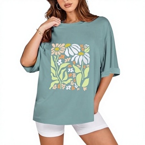 T-shirt pour femme surdimensionné et ample, en coton 100% respirant de haute qualité, 240 GSM, avec impression graphique personnalisée OEM - Product Image 3
