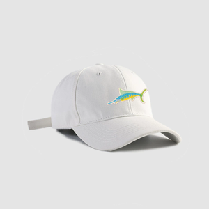 Gorra de béisbol ajustable de 6 paneles bordada con patrón de tiburón animal de dibujos animados multicolor al por mayor de alta calidad - Product Image 6