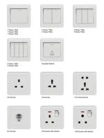 Prise murale industrielle en plastique blanche à 5 broches avec 2 ports USB, interrupteurs universels 1 gang 1 voie UK/EU pour 2 appareils