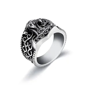 Sini Jewelry newest jewelry 316l stainless steel indian vintage punk ophicephalous ring for men