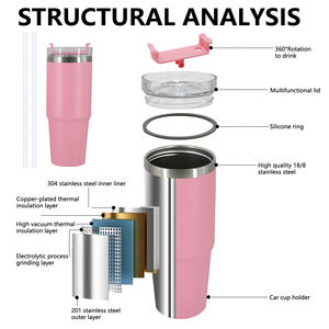 कस्टम लोगो18/8 एस इन्सुलेटेड कप के लिए ढक्कन और पुआल गुलाबी कॉफी टंबलर कप के लिए सर्वोत्तम यात्रा कॉफी मग - Product Image 5