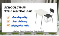 Chaise de lecture scolaire pliable en acier avec support métallique et tablette d'écriture, écologique et durable