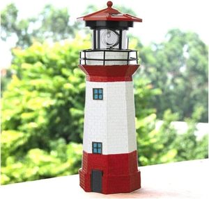 360 độ xoay năng lượng mặt trời ngọn hải đăng Đèn Đỏ & Đen nhựa không thấm nước dẫn nguồn ánh sáng vườn bàn Bàn ban công trang trí - Product Image 1